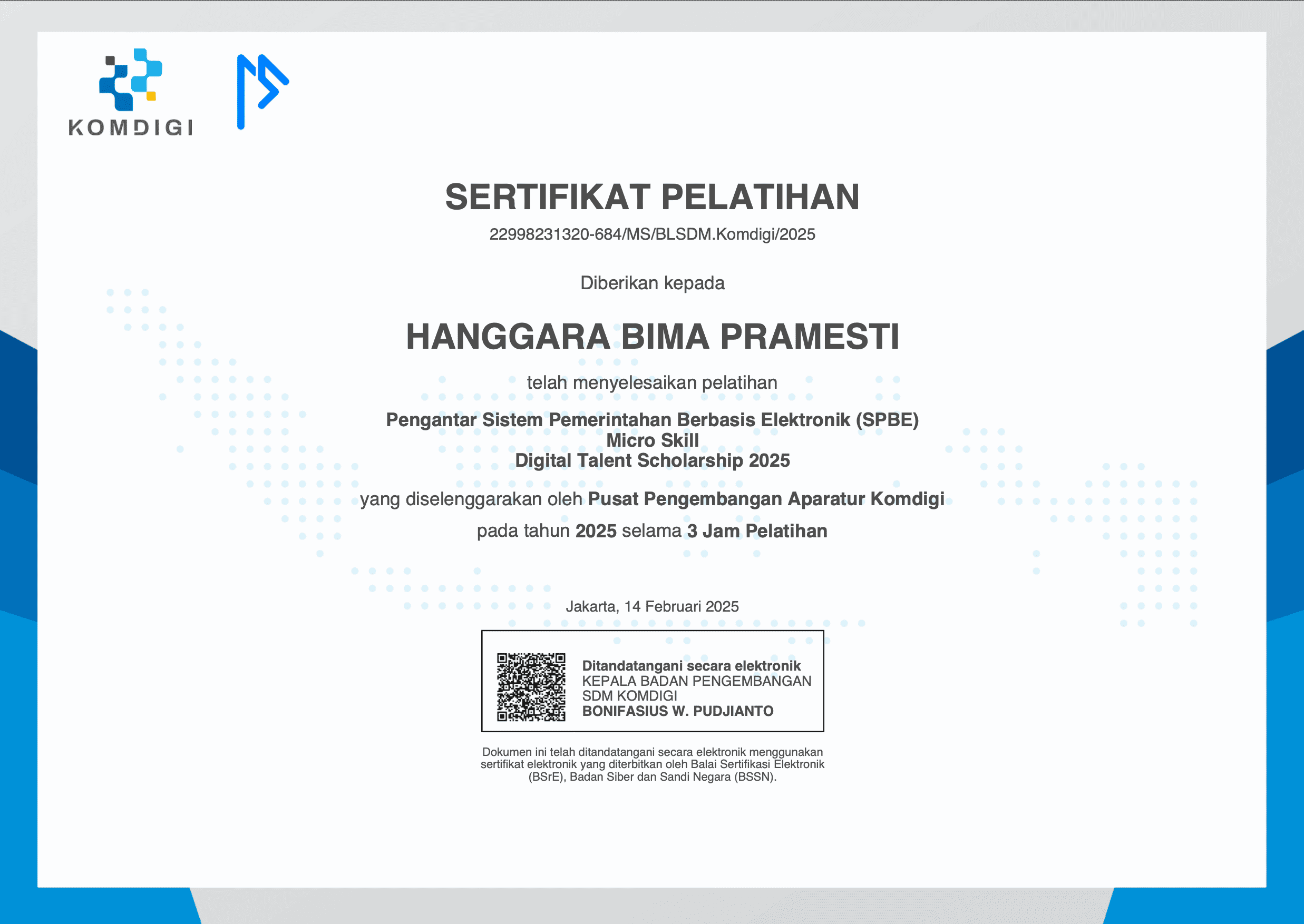 Pengantar Sistem Pemerintahan Berbasis Elektronik (SPBE) Micro Skill Digital Talent Scholarship 2025